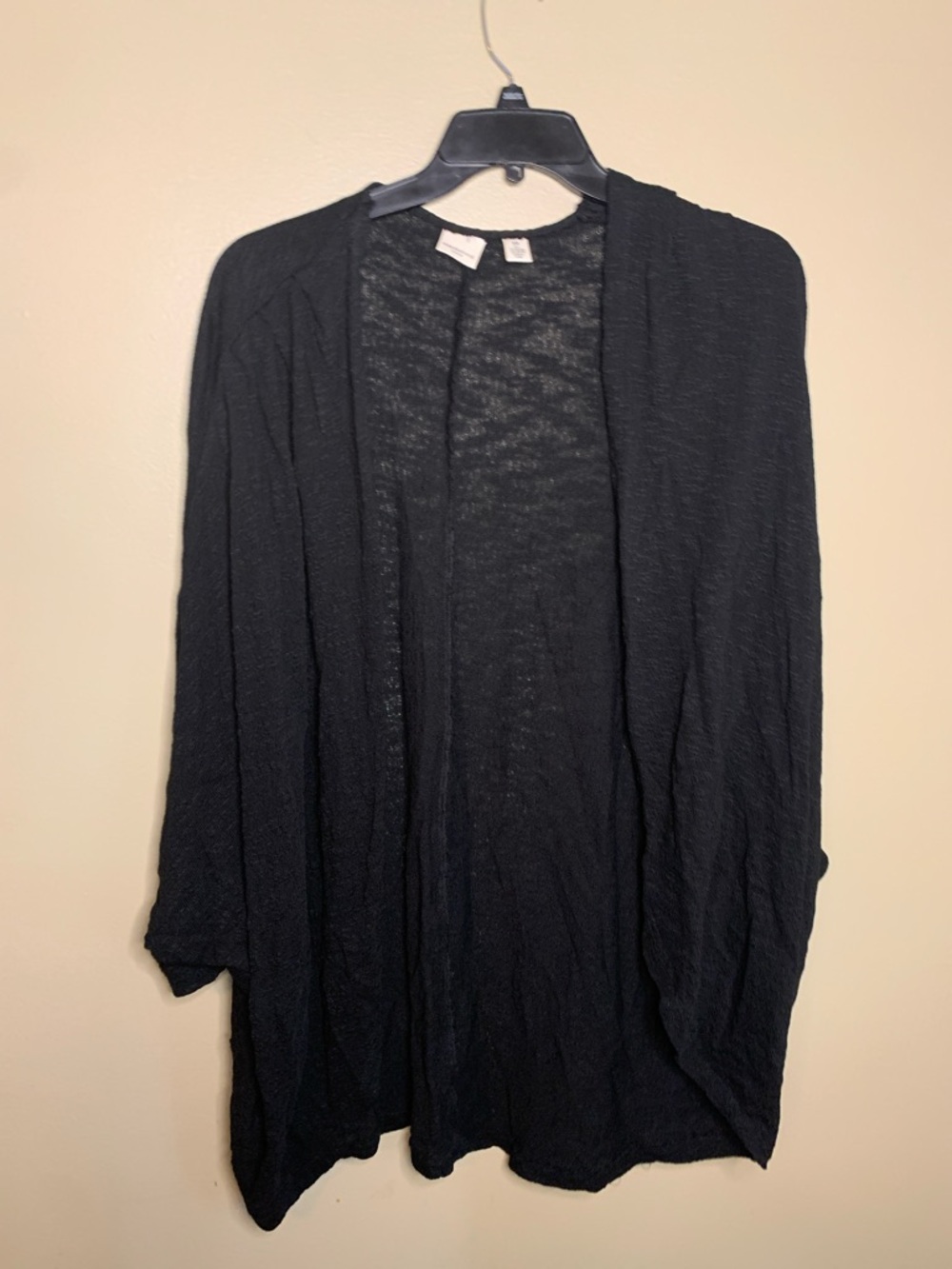 Westbound Black Open-Front Draped Cardigan Dolman Style